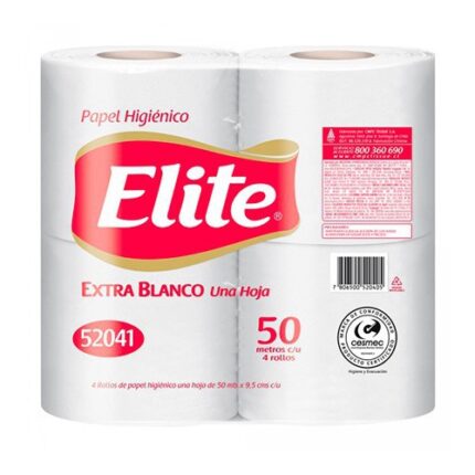 Papel Higiénico Classic Rollo 50 metros 4 Unidades ELITE