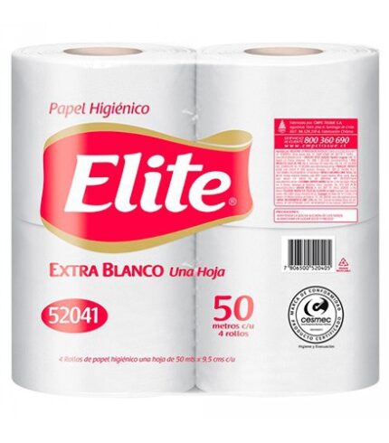 Papel Higiénico Classic Rollo 50 metros 4 Unidades ELITE